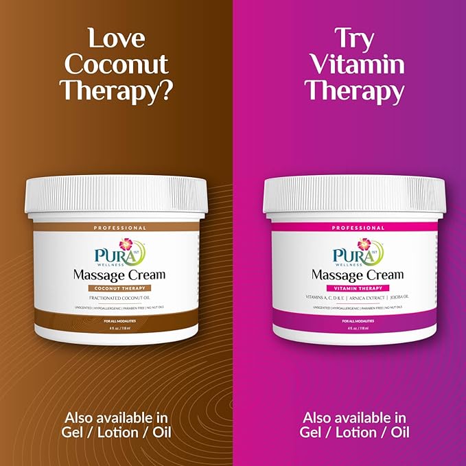Coconut Therapy Massage Cream, Coconut Massage, Professional Deep Tissue, Unscented Cream for Physical Therapy and Recovery 4oz