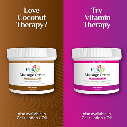 Coconut Therapy Massage Cream, Coconut Massage, Professional Deep Tissue, Unscented Cream for Physical Therapy and Recovery 4oz