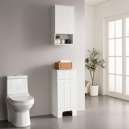 Bathroom Wall Cabinet with Single Door, Soft-Close Hinges, 15x27 inch Wooden Medicine Cabinet for Small Kitchen, Laundry, Entryway, Durable MDF Construction
