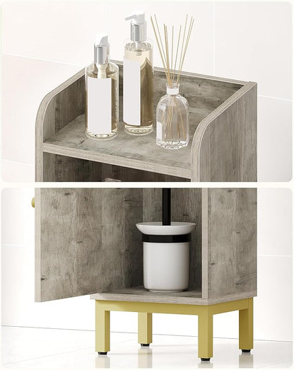 Bathroom Storage Cabinet, Small Corner Floor Cabinet with Door and Shelves, Narrow Toilet Paper Holder, Bathroom Organizer with Adjustable Shelf, for Small Spaces, Rustic Greige BC38205GV1