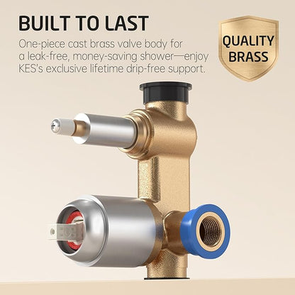 KES Shower Faucet Set, Shower System 12 Inch Rain Shower Head with Handheld Spray, Pressure Balance Shower Faucets Sets Complete Brushed Nickel (cUPC Certified Shower Valve Included), XB6230S12F18-BN