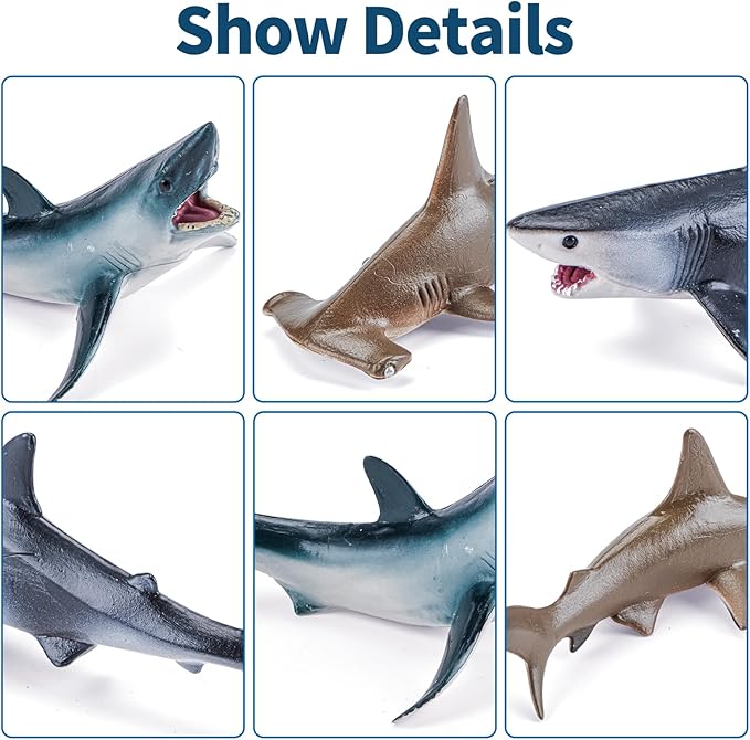 10PCS 5-6" Sea Animal Toys for Toddlers, Bath Ocean Animal Whale Shark Figurines Toys for Kids, Cake Toppers Birthday Party Favors & Gifts for Boys & Girls