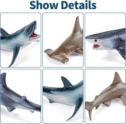 10PCS 5-6" Sea Animal Toys for Toddlers, Bath Ocean Animal Whale Shark Figurines Toys for Kids, Cake Toppers Birthday Party Favors & Gifts for Boys & Girls