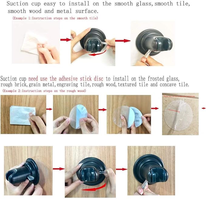 JiePai Vacuum Suction Cup Shower Head Holder,Adhesive Suction Handheld Shower Holder Bracket,Removable Wall Mount Holder for Bathroom,Chrome
