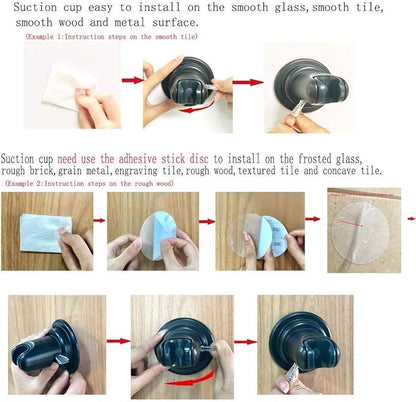 JiePai Vacuum Suction Cup Shower Head Holder,Adhesive Suction Handheld Shower Holder Bracket,Removable Wall Mount Holder for Bathroom,Chrome