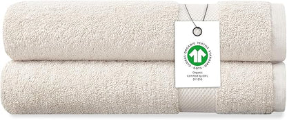 Delara Organic Cotton Luxuriously Plush Hand Towel Pack of 2 | GOTS & OEKO-TEX Certified | Premium Hotel Quality Towels | Feather Touch Technology|650 GSM Long Staple|Soft, Quick Dry & Ultra-Absorbent