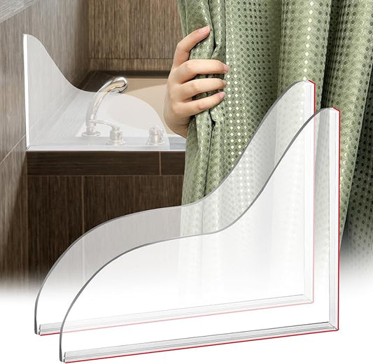 TheBlackSpot Shower Splash Guard for Bathtub, Bathroom Shower Corner Water Guards to Keep Water in for Bath Tub, Waterproof Self-Adhesive Upgrade 9.25 x 11.25 inches - 2 Pack