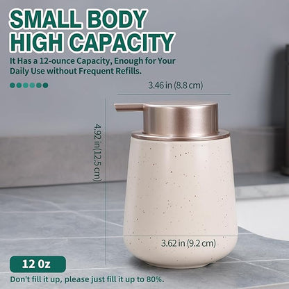 Bosilunlife Ceramic Foaming Soap Dispenser - 12 oz Foam Hand Wash Dispenser Bathroom Countertop Kitchen Dish Soap Pump Dispenser Liquid Soap Dispenser for Bathroom