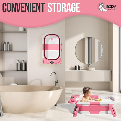 Portable Baby Bathtub with Heat Sensor for Toddlers & Newborns, Padded Baby Bath Tub with Water Release Feature for Travel & Home Baby Bath seat