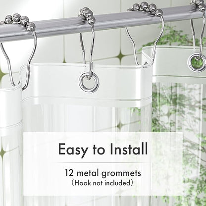 Amazer Plastic Shower Curtain Liner with Magnets, 72x72 Clear Shower Liner Medium Weight Waterproof Inside Shower Curtains Liner for Bathroom with Rustproof Grommet