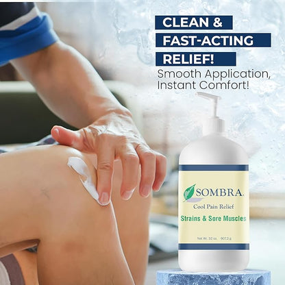 Sombra Original Cool Therapy Gel Cold Pain Relief for Swelling, Growing Pains, Soreness, Post-Workout, Vegan Formula Free of Artificial Fragrances, Dyes, NSAID, Wax, Petroleum, Alcohol - 32oz Pump