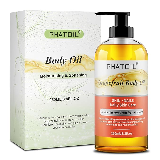 PHATOIL Grapefruit Body Oil, 260ML Body Oils for Nourish Skin, Long-Lasting Nature Fragrance Oils, Premium Grapefruit Body Oil Great for All Skin Types - 8.8FL.OZ
