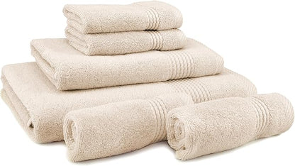 EastNBlue Lara Premium Towel Set 6 Piece - Soft & Highly Absorbent Bathroom Towel Set, 100% Luxury Turkish Cotton, Flannel Bath Towels, 1 Bath Towel, 1 Hand Towel, 4 Washcloths - White