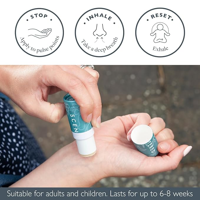 Scentered Aromatherapy Balm Stick - Escape - Natural Calm Essential Oil Roll On - Meditation Aid for Relaxation & Self-Care - Frankincense, Oud, Sandalwood - Self-Care Stocking Stuffers for Women