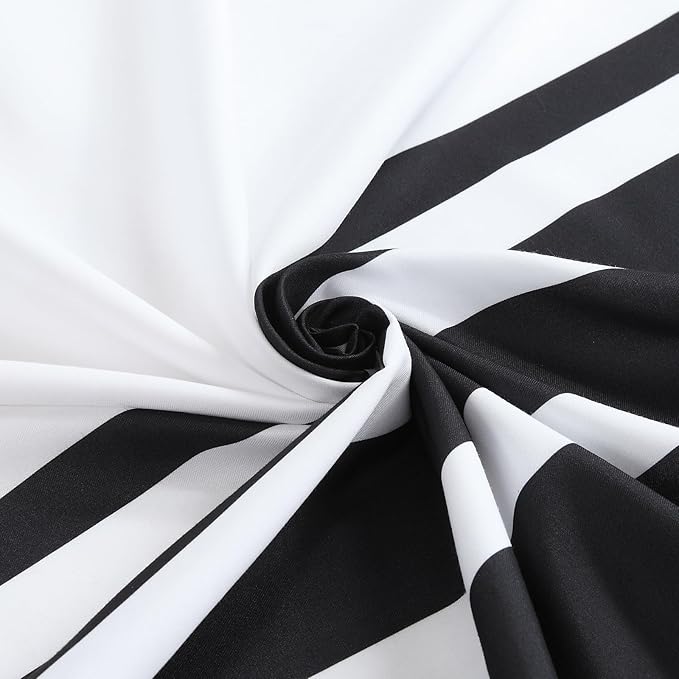 White and Black Striped Shower Curtain 72x78 Inches, Waterproof Fabric with Modern Gradient Lines, 12 Rustproof Grommets & Weighted Hem