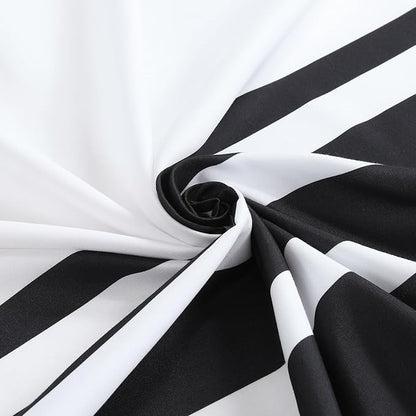 White and Black Striped Shower Curtain 72x78 Inches, Waterproof Fabric with Modern Gradient Lines, 12 Rustproof Grommets & Weighted Hem