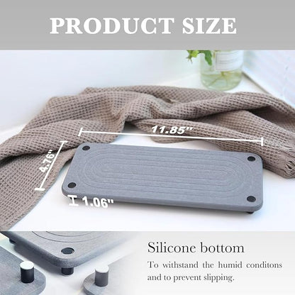 Instant Dry Sink Caddy Kitchen Sink Organizer, Water Absorbing Stone Sponge Holder for Kitchen and Bathroom Countertop (with Black Stainless Steel Legs, Gray)