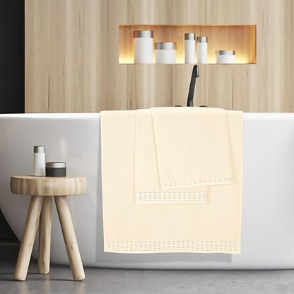 Cotton 2 Pack Oversized Bath Towel Set 28x55 inches, Large Bath Towels, Ultra Absorbant Compact Quickdry & Lightweight Towel, Ideal for Gym Travel Camp Pool - Ivory