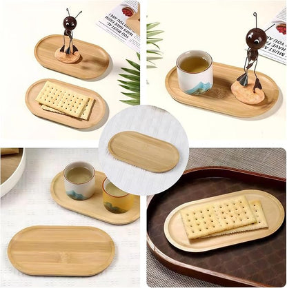 3PCS Bamboo Bathroom Trays - Suitable for The Bathroom,Kitchen,Breakfast Tray and Decorative Tray (6.88 * 3.46 in/7.68 * 3.74 in/8.46 * 4.53 in)