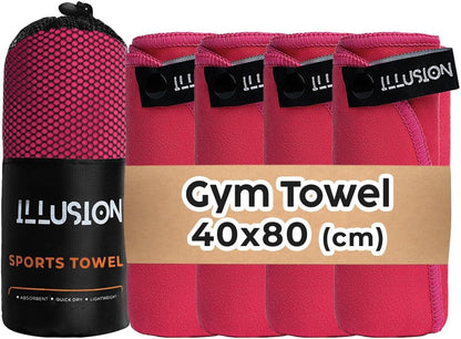 illusion Small Microfiber Gym Towels for Men and Women Active Sports (32" L x 16''W)-Lightweight Quick Dry Gym Towel for Sweat-Workout Towels Ideal for Yoga, Camping, Running, and Outdoor Activities