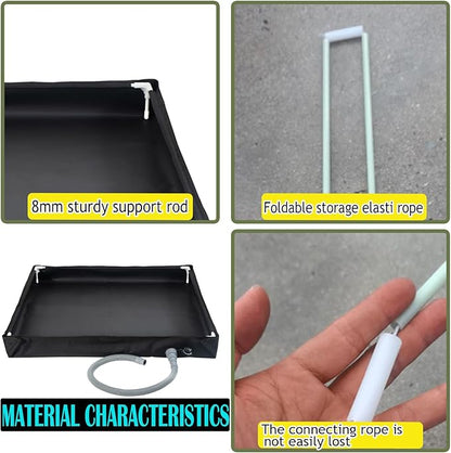 Portable Shower Pan, Foldable Outdoor Shower Floor with Drain & Storage Bag, RV Shower Pan Camping Shower Base for Outdoor, Indoor, Camping, Beach, Pet Bath