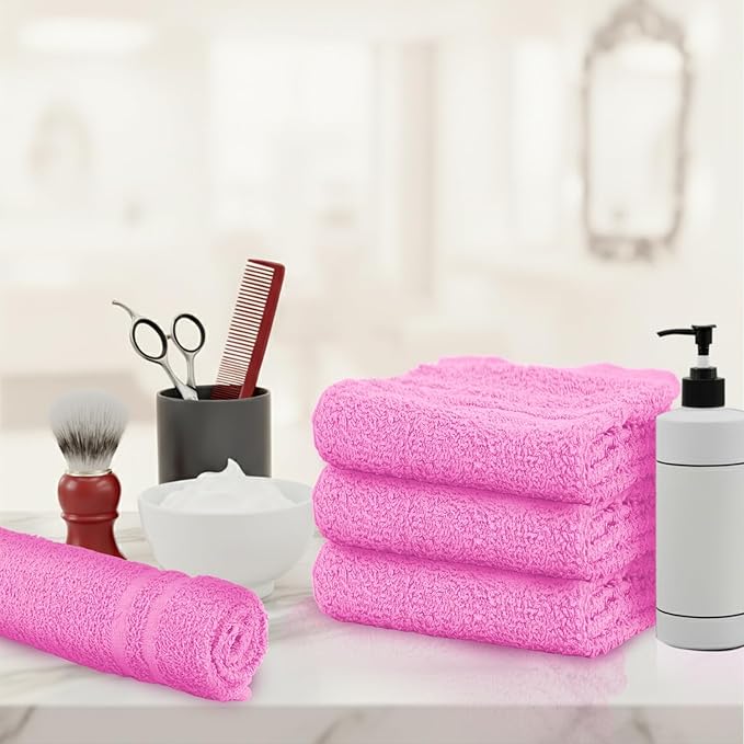 Hand Towels (Pack of 40) Pink Economy Towels Salon Towels - 100% Cotton Spa Towel – 16 x 27 Inches Highly Absorbable, Facial, Gym, Hair, Face Towels Bulk