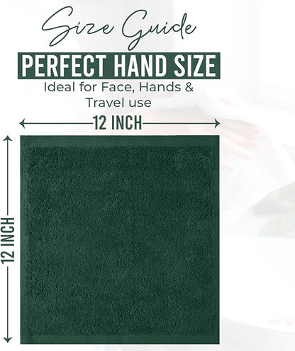 DAN RIVER 12 Pack Wash Cloths for Showering [12x12] - 100% Cotton Washcloths Premium Quality Flannel Face Cloths for Bathroom, Highly Absorbent and Soft Feel Wash Clothes, Hunter Green