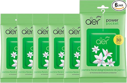 Godrej Aer Power Pocket Lavender Bloom Bathroom Fragrance 10 g, 6-Pack, Green