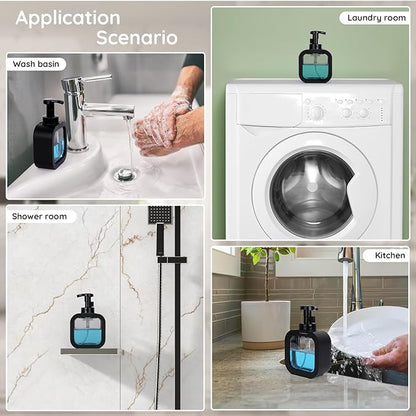 Segbeauty 10.1oz Black Foaming Soap Dispenser for Kitchen, 4pcs 300ml Plastic Square Dish Wash Foam Pump Bottles, Refillable Shampoo Shower Foam Soap Dispenser, Foam Hand Wash Dispenser with Labels