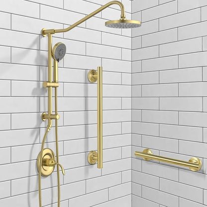 Lava Odoro Shower Grab Bar, Modern Set Stainless Steel Handicap Grab Bar for Bathtubs and Showers, Shower Safety Bar for Seniors Disabled, ADA-Compliant (Brushed Gold, 3 Pack 18", 24'', 36")