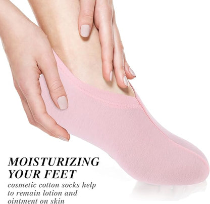 3 Pairs Foot Moisturiser Socks Overnight, Spa Cotton Socks for Foot Cream, Lotion Sock for Moisturising for Dry Feet Care, Moisturising Sock for Cracked Heel Repair Women Men (Pink)