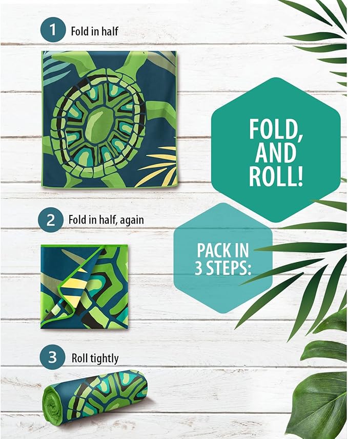 VENTURE 4TH Microfiber Beach Towel: Quick-Dry, Compact, Sand-Free, Absorbent, Sandproof and Lightweight - Perfect for Camping, Beach, and Roadtrips (Navy Turtle Design | 35x78 inches)