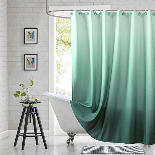 Stall Fabric Shower Curtain, Green Ombre Cloth Shower Curtains for Bathroom, Waterproof Bathroom Curtains, 54" W x 72" H
