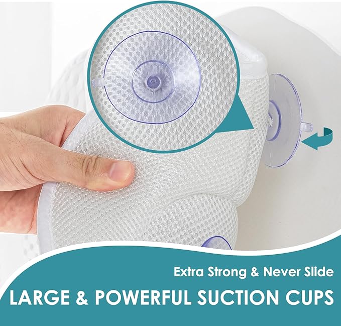 Bath Pillow Bathtub Pillow, Luxury Bath Pillow for Neck and Back Support-with Comfortable 5D Breathable Cotton and Non-Slip Suction Cup Bathtub Accessories - Spa Bath for Women Bath Pillows for tub