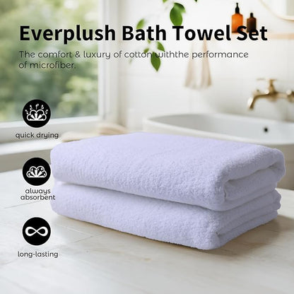Everplush Diamond Collection 6-Piece Bath Sheet Towel Set, Soft Plush Jacquard Luxury Bath Towels,Highly Absorbent & Fast-Drying Luxury Towels Sets for Bathroom,Shower, or Spa (White, Bath Sheet 6PK)