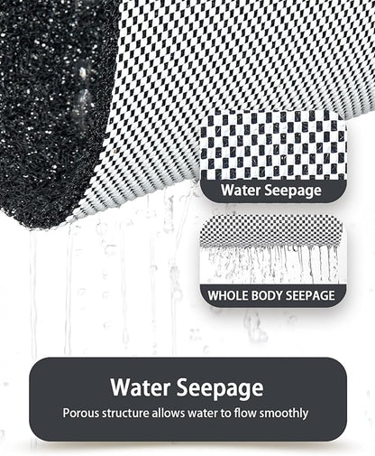 Non Slip Shower Mats for Inside Shower,16x24 Inch,Anti-Slip Bathtub Mats for Bathroom, Foot Scrubber Loofah Bath Mats for Shower, Quick Drying Shower Stall Mats for Wet Areas (Black)
