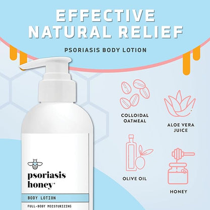 PSORIASIS HONEY Daily Moisturizing Body Lotion - Eczema & Seborrheic Dermatitis Cream for Itchy & Flaking - Moisturizing Psoriasis Treatment for Skin (16oz)
