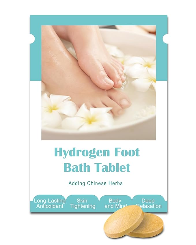 Hydrogen Foot Soak Effervescent Tablets 10 Pack | Ginger & Mugwort Herb Foot Bath, Relaxing Spa Pedicure Care | Improves Circulation, Soothes Tired Feet, Softens Calluses, Controls Odor