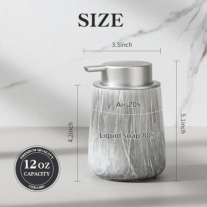 Enra Ceramic Foaming Soap Dispenser,12 oz GrayHand Foam Soap Dispenser for Bathroom Kitchen with Easy-to-Press Pump(Gray Foam Type)