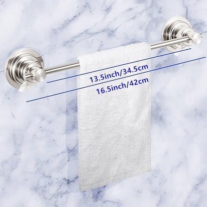 JiePai Suction Cup Towel Bar 16 Inch,Removable Vacuum Suction Towel Holder Suction Towel Rack Brushed Nickel