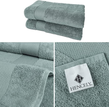 Hencely Bath Sheet Set of 2 - (35x64 Inches) - Luxury Extra Large Oversized Towels, 100% Cotton - Quick Dry, Highly Absorbent, Super Soft - Spa, Hotel, Bathroom - (Bath Sheets 2 Pack, Dark Green)