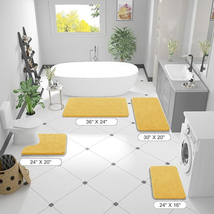 OLANLY Bathroom Rugs 30x20, Extra Soft Absorbent Chenille Bath Rugs, Rubber Backing Quick Dry, Machine Washable Bath Mats for Bathroom Floor, Tub and Shower, Home Decor Accessories, Yellow
