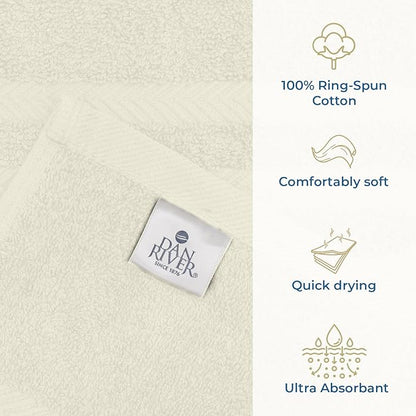 DAN RIVER 2 Pack Luxury Bath Sheets 35x70, 600 GSM, Soft & Quick Dry 100% Ring Spun Cotton Towels Ideal for Hotels, Spas, Gyms & Salons Extra Large, Ivory