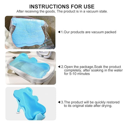 Soft Infant Bath Sponge Skid Proof Baby Bath Mat Newborn Odor Free (Blue)