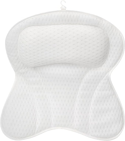 YHan 4D Air Mesh Bath Pillow for Tub - Soft Neck & Back Support with Non-Slip Suction Cups, Relaxing Spacer Mesh Material, Spa Accessories Gift