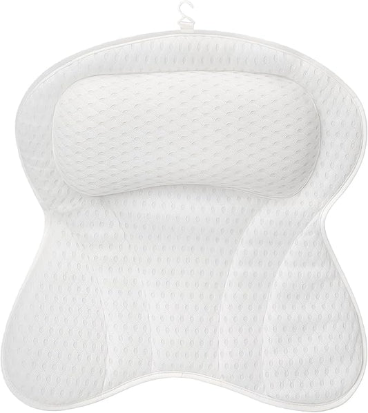 YHan 4D Air Mesh Bath Pillow for Tub - Soft Neck & Back Support with Non-Slip Suction Cups, Relaxing Spacer Mesh Material, Spa Accessories Gift