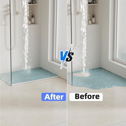 39 Inch Shower Threshold Water Dam Barrier,Silicone Shower Door Bottom Seal for Water Stopper,Flexible Edge Trim for Kitchen Sink Splash Guard,Self Adhesive Water Blocker for Bathtub,White
