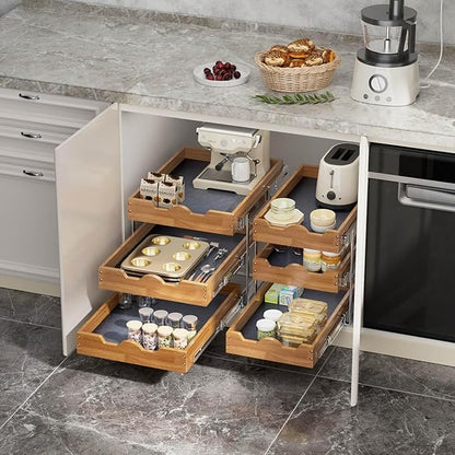 OCG Pull Out Cabinet Drawer 20" W x 21" D, 3 Tier Pull Out Cabinet Organizer, Heavy-Duty Slide Out Drawer for Cabinets, Organization for Kitchen, Pantry, Bathroom