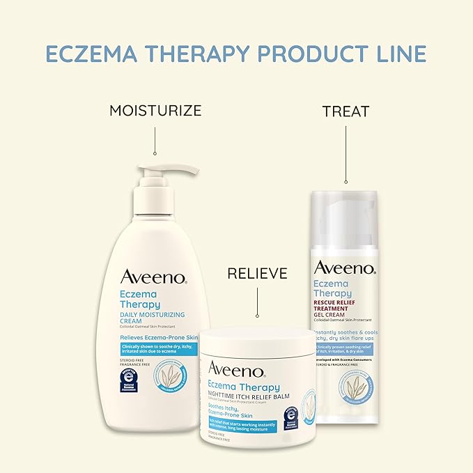 Aveeno Eczema Therapy Itch Relief Balm with Colloidal Oatmeal & Ceramide for Dry Itchy Skin, Non-Greasy, Steroid-, Fragrance- & Paraben-Free Moisturizing Skin Protectant Cream, 11 oz