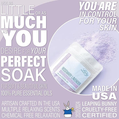 Luxiny Vegan Milk Bath Soak Made with Moisturizing Coconut Milk Powder, Essential Oil, & Sweet Almond Oil for a Bath Bomb Dust Soothing Fizz & Relaxing Soak, 8 oz. (Rosemary Lavender)